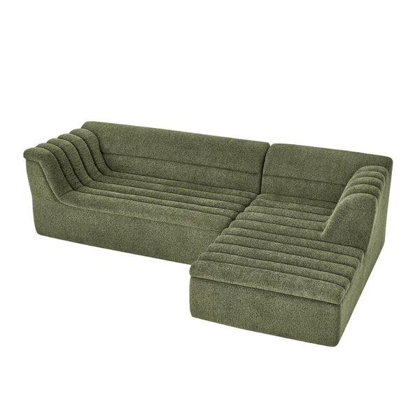 English Elm 106" Modular L-shaped Sectional Chenille Sofa Sculptural Low Profile Living Room Couch Green W1413S00126