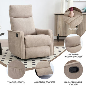 English Elm Heat Massage Rocker Recliner with Swivel Base and Vibrating Nodes for Living Room W1803P251886