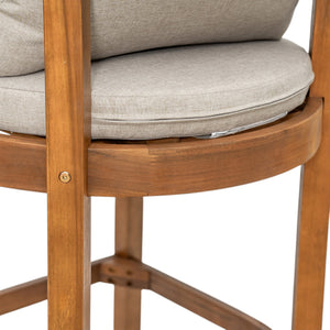 English Elm Christopher Knight Home® - Abaco Acacia Outdoor Barstool Set of 2 with Removable Gray Cushions, Rustic Curved Back Support Teak+ Beige N775P294071T