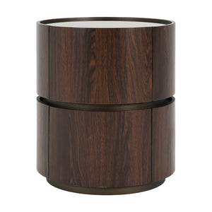 English Elm Christopher Knight Home® - MDF Oval Italian Double-Layer Side Table with Tempered Glass Top, Space-Saving Storage, Sturdy Elegance Black+Brown N770P281243B