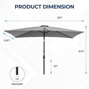 English Elm 6.5 X 10 Ft Rectangular Outdoor Patio Umbrella with Crank Tilt Uv Resistant Canopy Gray B082P454956