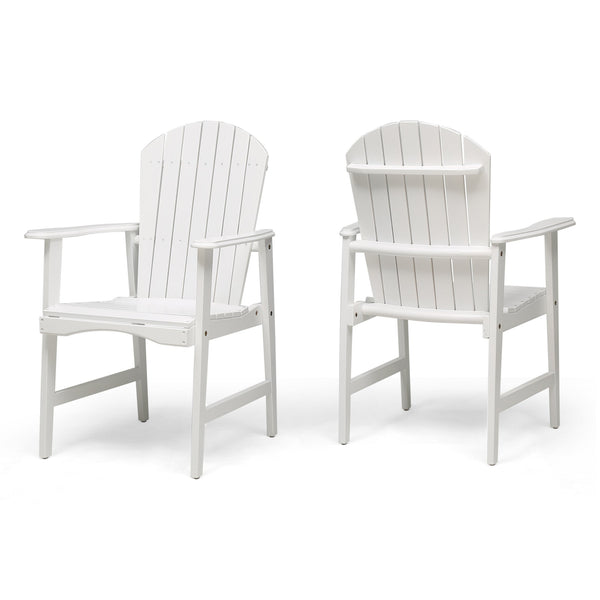 English Elm Christopher Knight Home® - Outdoor Acacia Wood Adirondack Dining Chairs Set of 2 — Weather-Resistant Patio Armchairs with Rustic Charm and Comfort White 64844.00WHI