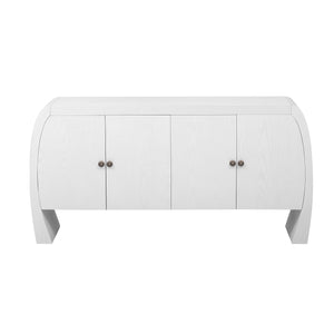 English Elm U-Style Ash Veneer Four-Door Storage Cabinet with Curved Legs, 220lb Top Capacity for Hallways White N711P241277K