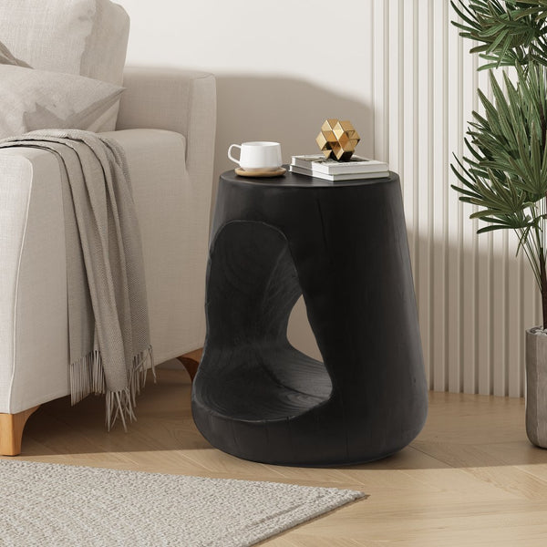 English Elm Christopher Knight Home® - MGO Hollow Side Table with Wood-Grain Texture, Durable Magnesium Oxide Build, Indoor/Outdoor Use Black N770P212235B