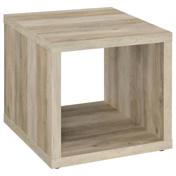 English Elm Flint Rustic Distressed Pine Square End Table - Minimalist Design, Durable Melamine Finish, Versatile Decor B062P299840