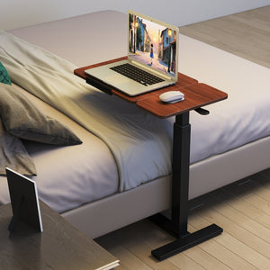 English Elm Mobile Rolling Overbed Laptop Desk with Tilting Panel Height Adjustable for Home or Hospital Brown+Black W3895P460668