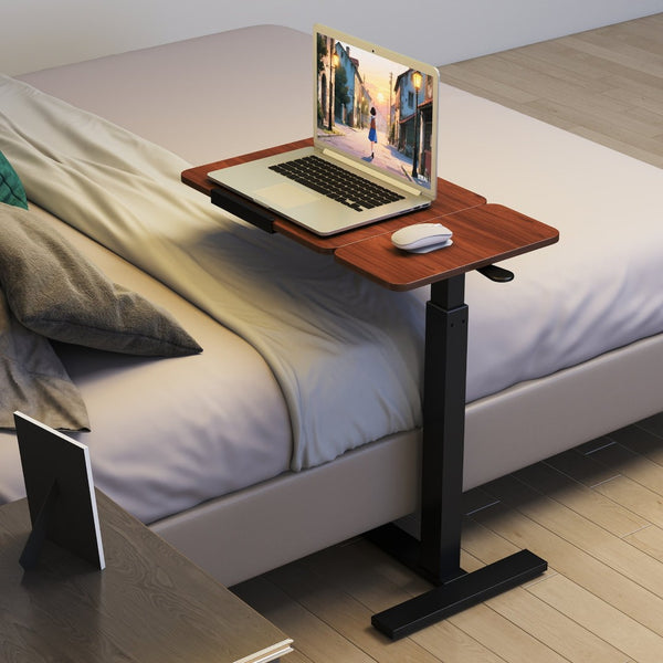 English Elm Mobile Rolling Overbed Laptop Desk with Tilting Panel Height Adjustable for Home or Hospital Brown+Black W3895P460668