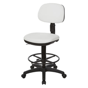 OSP Home Furnishings Sculptured Ergonomic Drafting Chair with Vinyl Upholstery for Studio and Lab Workspaces Dillon Snow DC517V-R101