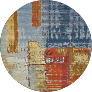 Unique Loom Outdoor Modern Baja Machine Made Geometric Rug Multi, Beige/Blue/Brown/Cream/Gold/Green/Red/Olive/Navy Blue 8' 0" x 8' 0"