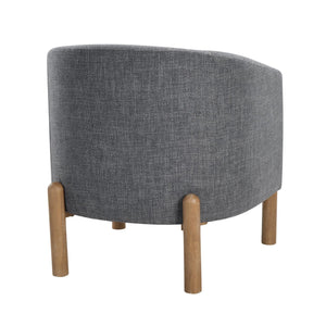 English Elm Style Barrel Accent Chair with Textured Fabric Upholstery, Solid Wood Legs, Foam-Pocket Coil Comfort and 300lb Capacity Gray 27 L x 25.5 W x 21.5 H B011P304989