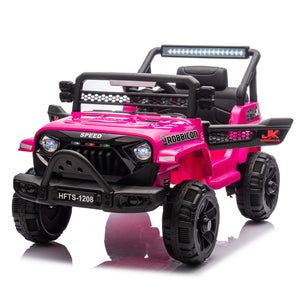 English Elm 12v Kids Electric Ride on Truck with Parental Remote Four Wheel Suspension and Led Lights Pink W1578P187456