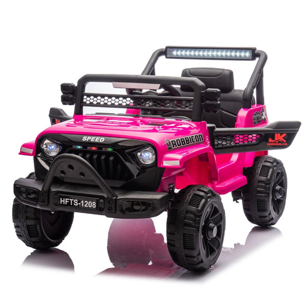 English Elm 12v Kids Electric Ride on Truck with Parental Remote Four Wheel Suspension and Led Lights Pink W1578P187456