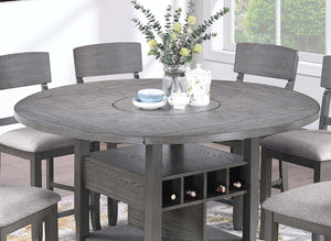 English Elm Contemporary 7-Piece Counter Height Dining Set With Lazy Susan, Storage, And 6 High Chairs For Modern Spaces B011S01878