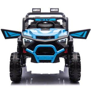 English Elm 24v 400w Kids Electric Utv Ride on with Remote Bluetooth Led Suspension Cockpit Blue W1578P284296