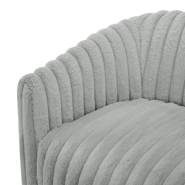 English Elm Alexa Ultra Plush Swivel Barrel Chair in Grey Wide Wale Cord-Like Fabric, Coil Spring Comfort, No Assembly Needed B050P390588