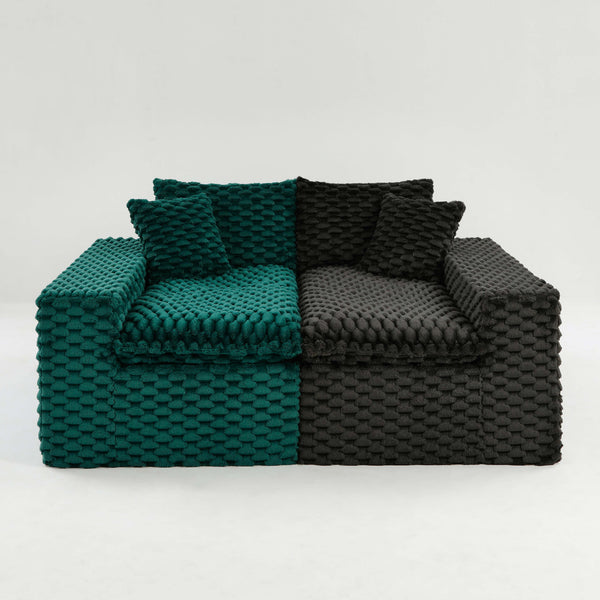 English Elm Luxury Color-Block Turtle Velvet Sofa - Versatile & Stylish Seating For Cozy Living Room Gatherings W3371S00052