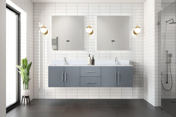 English Elm Dark Grey 72 in Double Bath Vanity with Cultured Marble Top, Solid Wood, Soft-Close Drawers, Storage B2731P258697