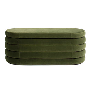 English Elm Jennifer Taylor Home - Fuji 49" Upholstered Oval Storage Bench with Bouclé Texture, Plush Tufted Lid & Hidden Compartment Olive Green B2719P238465