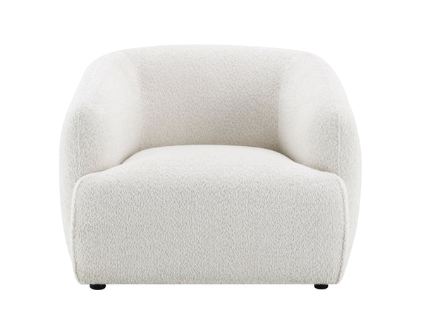 English Elm Lucifer White Shimmer Fabric Chair with Full Foam Cushion, Wooden Frame, Plastic Legs, 220lb Capacity B2726P308603