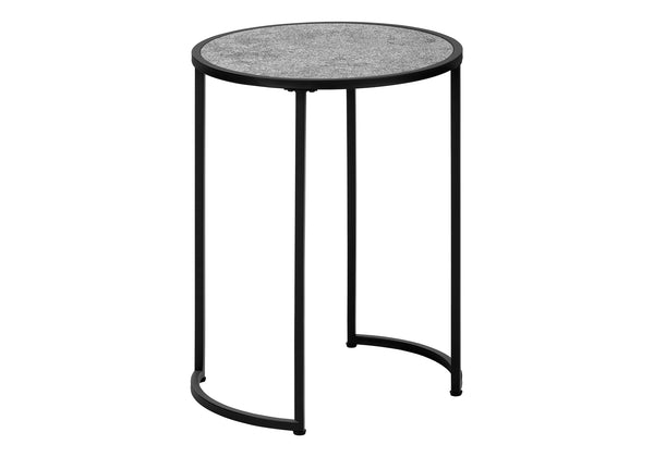 English Elm Accent Table - Modern Round Side Table With Grey Laminate Top & Black Metal Legs For Versatile Use B2710P218984
