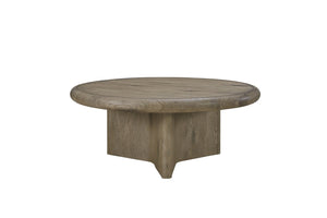 English Elm Knotty Oak Veneer Round Pedestal Coffee Table for Transitional Living Rooms B2699P434058