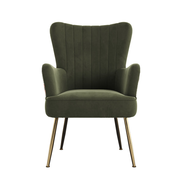 English Elm Wallace & Bay - Green Accent Chair with Print Fabric, Easy-Care Soft Upholstery, Striking Exterior Pattern, 29x29x28 офис B361P384483