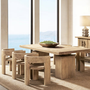 English Elm Soren Reclaimed Elm Sculptural Dining Chair with Wraparound Back Wabi-sabi Craft Natural B2719P474460