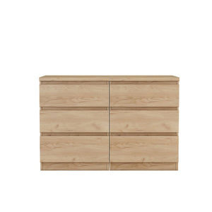 English Elm 19.7-inch Matte Finish 3 Drawer Nightstand Set of 2 Handle Free Modern Bedroom Storage Natural W3151S00077