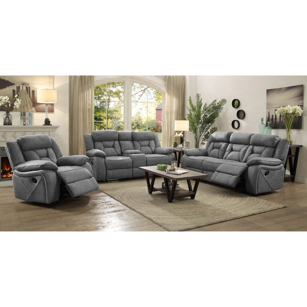 English Elm Josef Faux Suede Reclining Loveseat with Wall Hugger Design and Hidden Console B062P357781