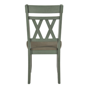 English Elm Modern Two-Tone Side Chairs Set of 2 Graywash Seat with Black Wood X-Back Farmhouse Dining Seating Teal 42 L x 20.5 W x 10.5 H B011P401430