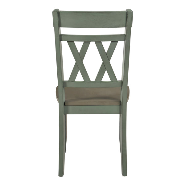 English Elm Contemporary Round Dining 5-Piece Set With X-Back Chairs - Antique White & Gray Finish For 4 Seats B011S02022