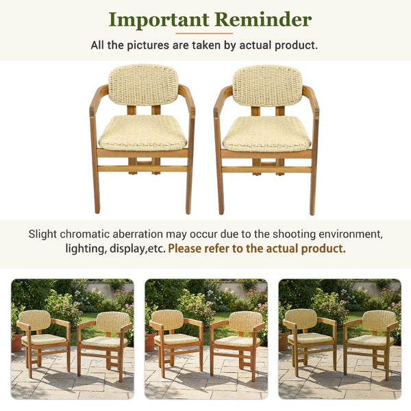 English Elm Outdoor Acacia and Rattan Armchair Set Two Ergonomic Seats for Patio Garden N719P431083N