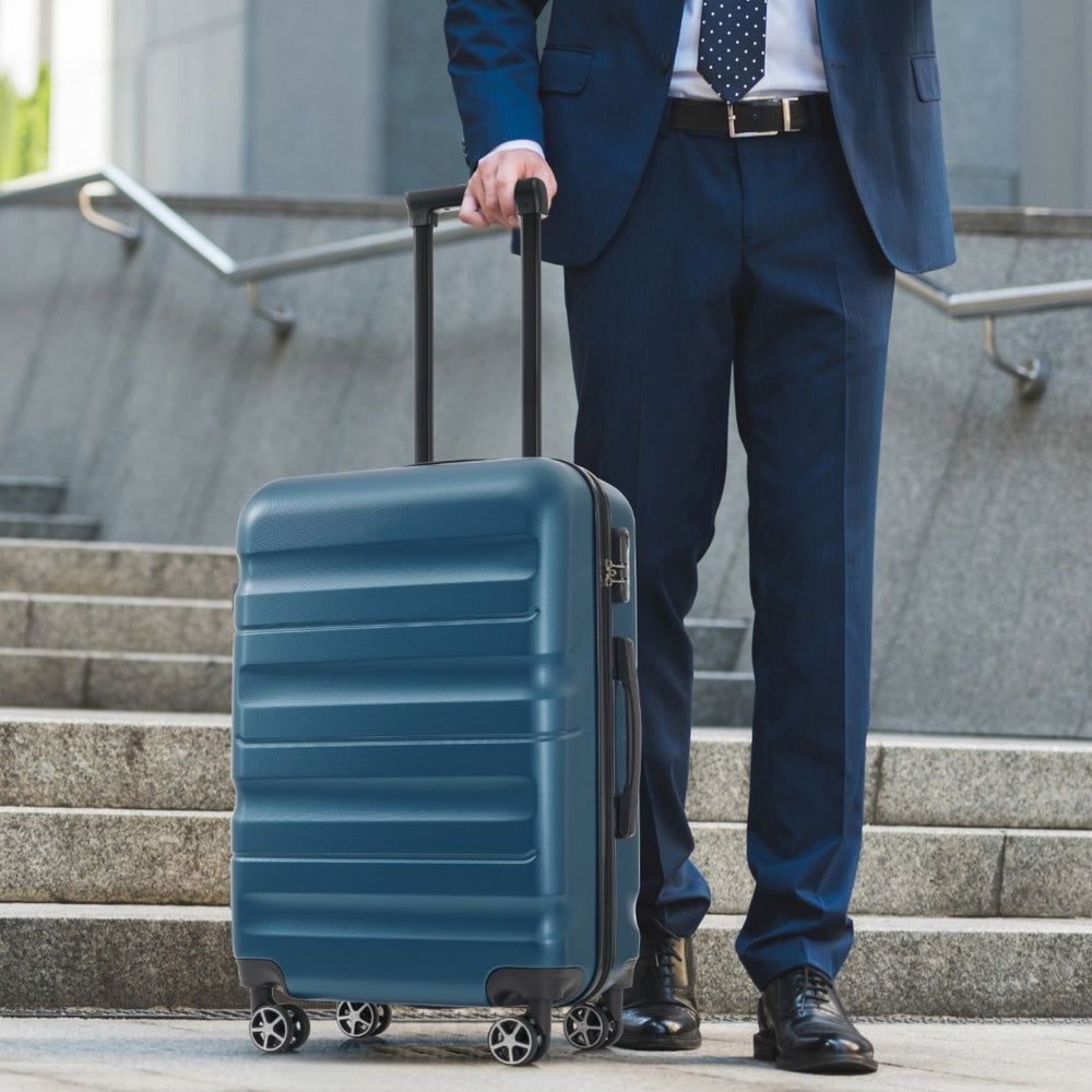 English Elm Hardshell Abs Four Piece Luggage Set with Spinner Wheels Tsa Lock Packing Cubes Inky Blue N730P262653C