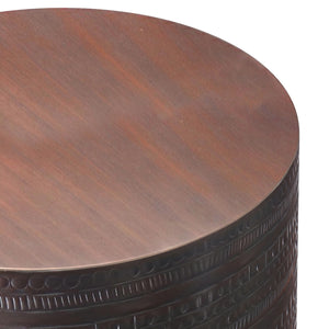 English Elm Johnsen 15" Wide Tribal Pattern Metal Accent Table - Handcrafted Iron In Rich Oil Rubbed Bronze Finish B136P158963