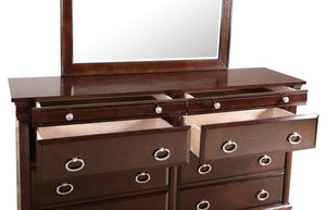 English Elm Triton G9000-D Dresser in Deep Cappuccino with Bevel Mirror, Nickel Hardware, Felt-Lined Drawers — 65" Wide Elegance B078108505