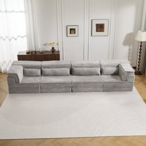 English Elm Compression Boneless Modular Sofa Bed - Versatile, Plush 4-Seater With Pillows, No Assembly Needed! W3723S00032