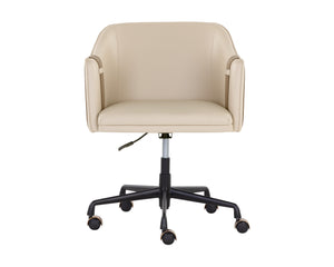 Sunpan Carter Barrel Back Office Chair in Luxurious Faux Leather with Stylish Gold Castors for Comfort Napa Beige / Napa Tan