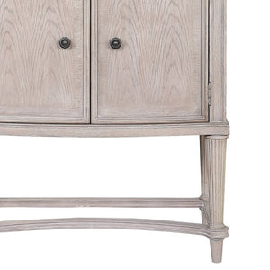 English Elm Vintage Bone White Wine Cabinet with Lift Top Serving Surface and Cabriole Legs B062P215514