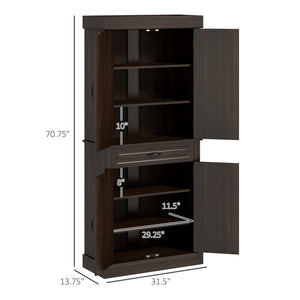 English Elm Homcom 71" Freestanding Kitchen Pantry With 4 Doors, Stylish Storage, Versatile Organization Solution W2225S00050