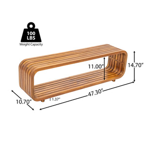 English Elm Christopher Knight Home® - Melow Acacia Wood Coffee Table Teak Finish — Ready-to-Use Hollowed Elongated Design, 50.5" L N775P361822T