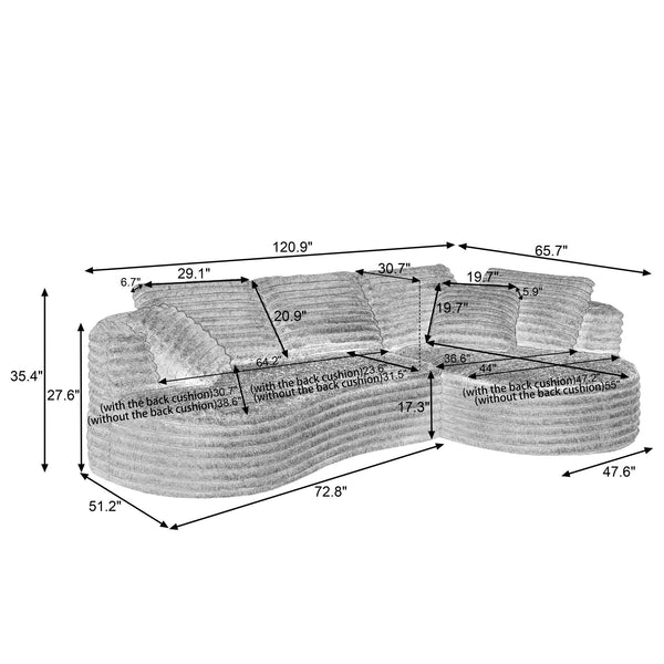 English Elm Modern Curved L-Shape Oversized Sofa: Luxurious Minimalist Design, Plush Comfort For Any Space W2339S00084
