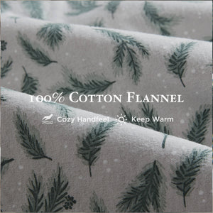 English Elm 4 Pieces King Cotton Flannel Sheet Set - Cozy Pine Branches Print For Luxurious Comfort & Style B035P381344