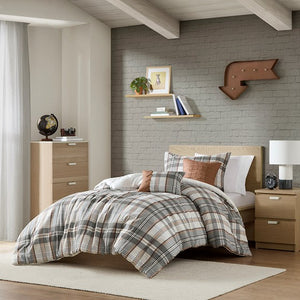 English Elm Twin/Twin Plaid Comforter Set with Anti-Microbial Microfiber, Sham & Decorative Pillows, Cozy Durable B035P203244