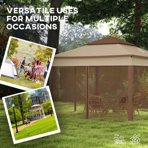 English Elm Outsunny 11' X 11' Pop-Up Canopy With Screened Walls - Instant Shade For Backyard Events & Parties W2225P229141-GIGA