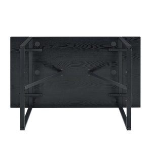 English Elm A Minimalist 55 Inch Rectangular Dining Table with Black Wood Grain Mdf Top W1151P378671