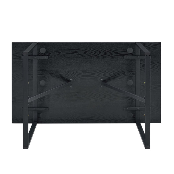 English Elm A Minimalist 55 Inch Rectangular Dining Table with Black Wood Grain Mdf Top W1151P378671