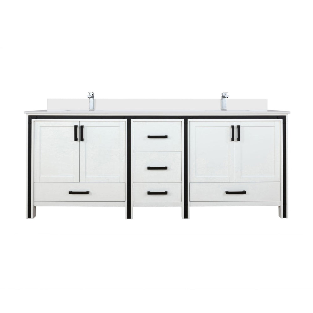 English Elm White Double Bath Vanity With Quartz Top & Faucet Set - Modern Elegance For Spacious Bathrooms B2731P260660-GIGA