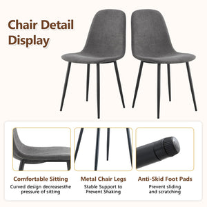 English Elm Table Set With Walnut Grain Dining Table & 6 Dark Gray Linen-Cotton Chairs For Modern Homes W1151S04294-GIGA