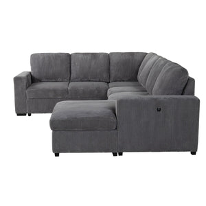 English Elm Melody Grey Sectional Sofa With Pullout Sleeper - Modern Comfort & Versatile Design For Any Space B201S00304