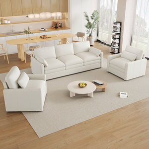 English Elm Cozy Upholstered Sofa Set - Oversized Chenille Cloud Couch With Double Cushion & Ergonomic Arms N719S001921A